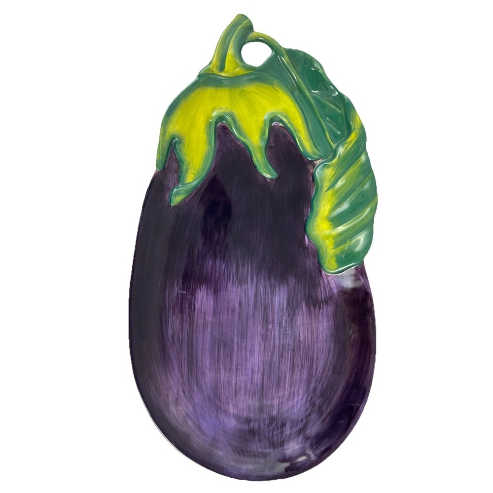 Certified International Eggplant Platter Judy Phipps Purple Green‎ 16.5"